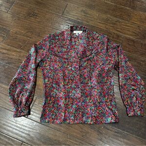 1980s Laura‎ and Jayne Vintage Multicolor Paisley Women's Blouse size 10